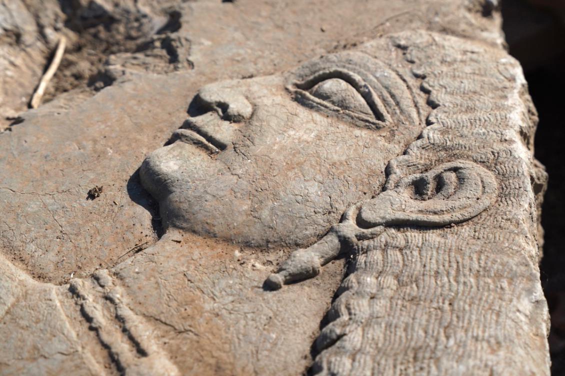 This picture shows a damaged artifact at the archaeological site of Nimrud, south of Mosul, on January 3, 2025. (File/AFP)