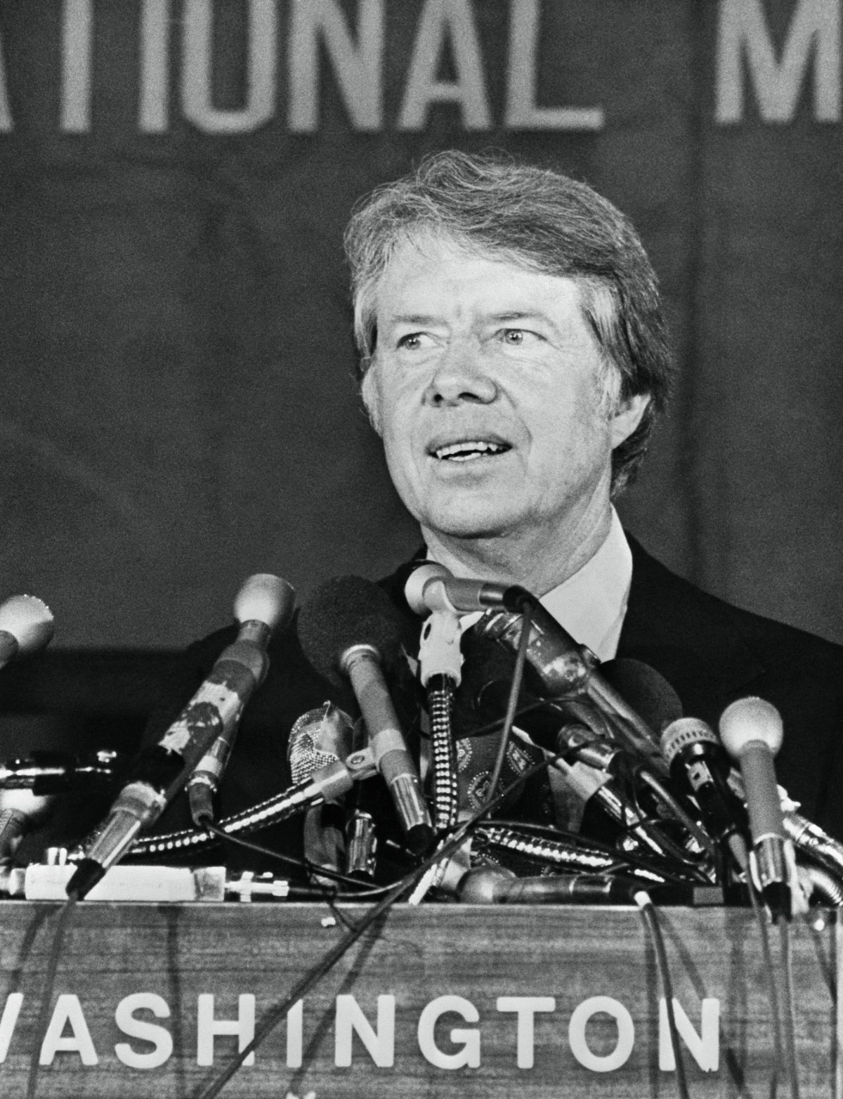 Jimmy Carter gives a press conference on May 10, 1976 in Washington on his election as the 39th US president . (AFP)