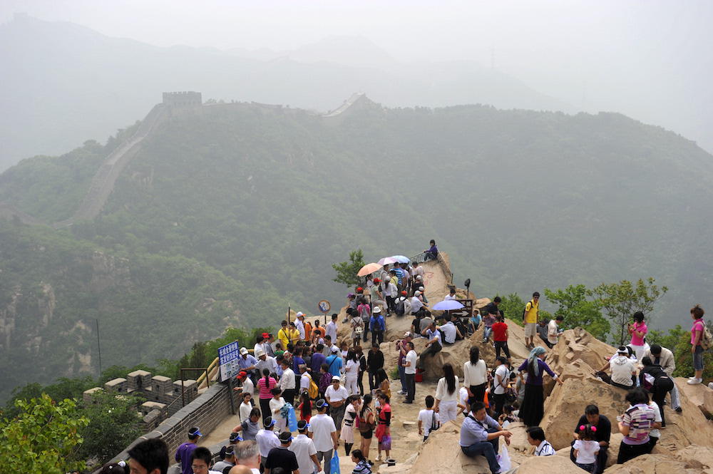 A hashtag translating to ‘Japanese man and woman detained for indecent behavior at the Great Wall’ had been viewed over 60 million times on social media platform Weibo. (AFP)