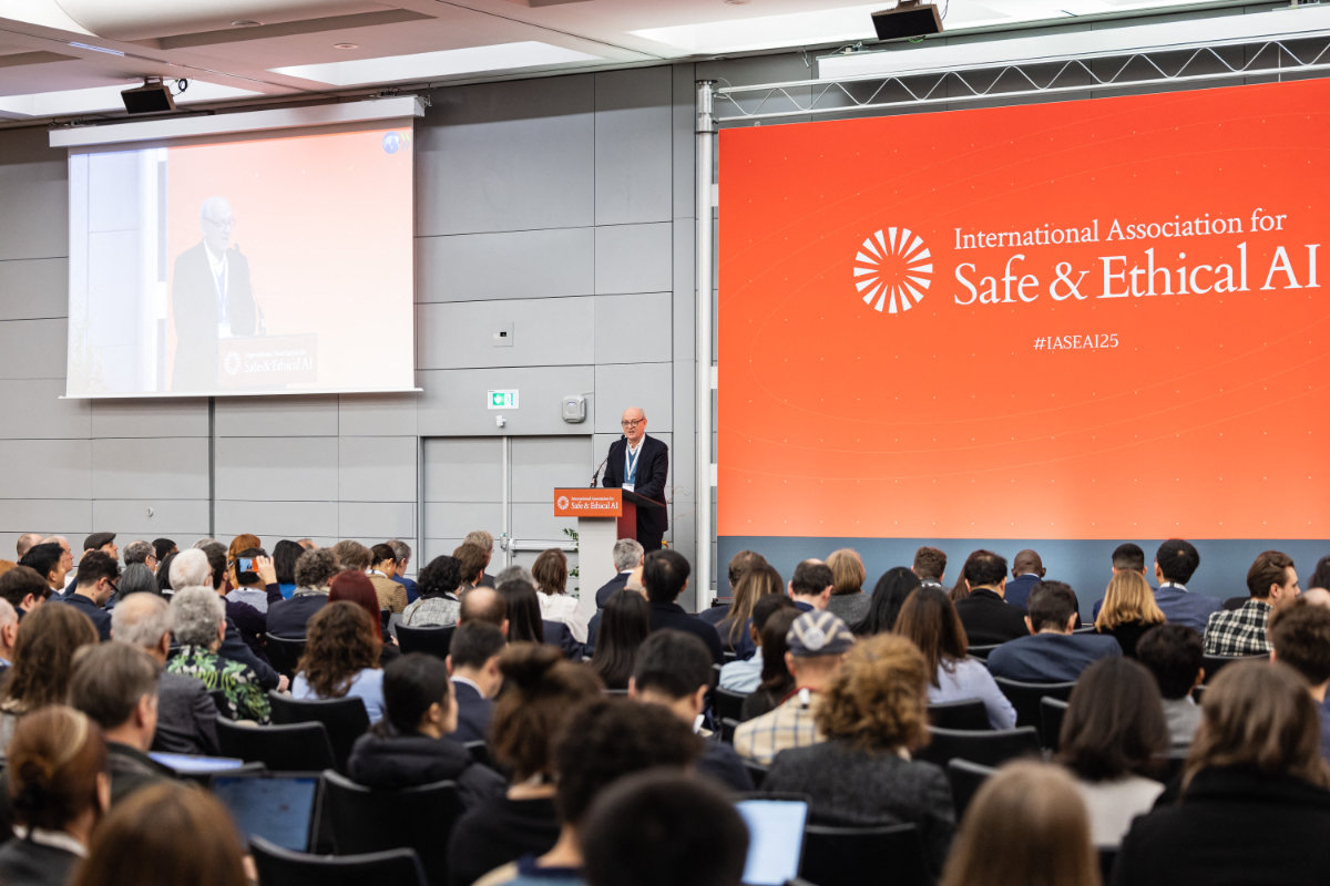 Inaugural conference of the International Association for Safe and Ethical AI (IASEAI) in Paris, France on Feb. 6, 2025. (AFP)