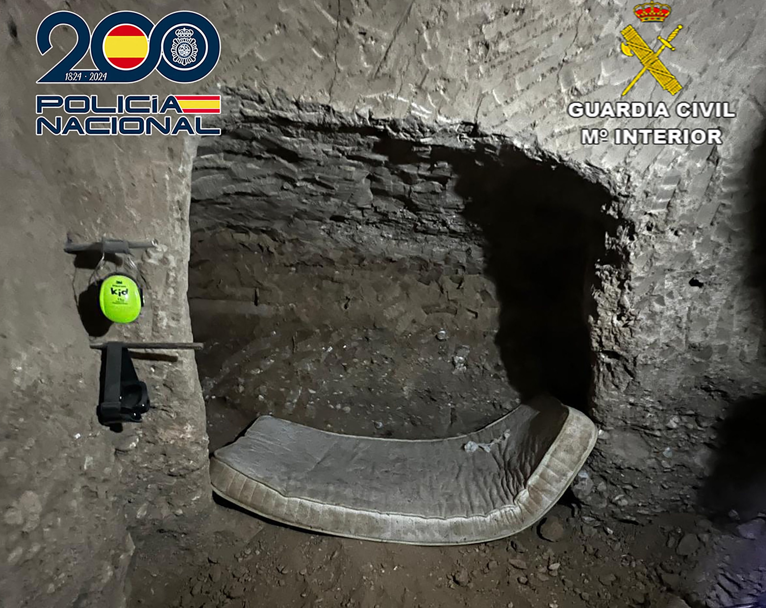 The Spanish police discovered an illegal underground shooting range, which they suspect was operated by a weapons trafficking network that supplied assault rifles and automatic guns to drug gangs, Apr. 16, 2025. (AFP)