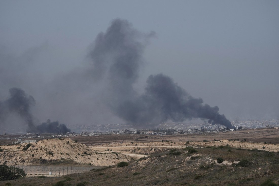 Smoke rises as a result of Israeli airstrikes in Gaza. (AP)
