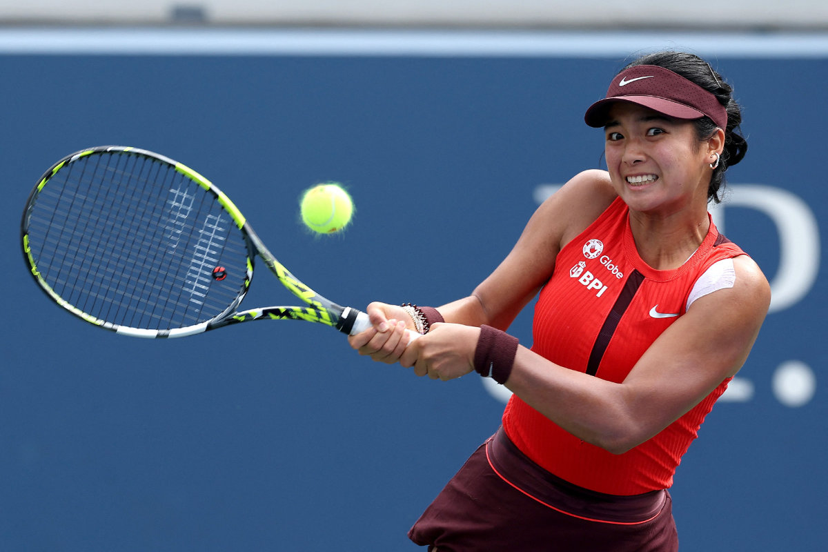 Alexandra Eala of the Philippines returns against Clara Tauson of Denmark during their Women's Singles First Round match on Day One of the 2025 US Open in Queens borough of New York City on August 24, 2025. (Getty Images via AFP)