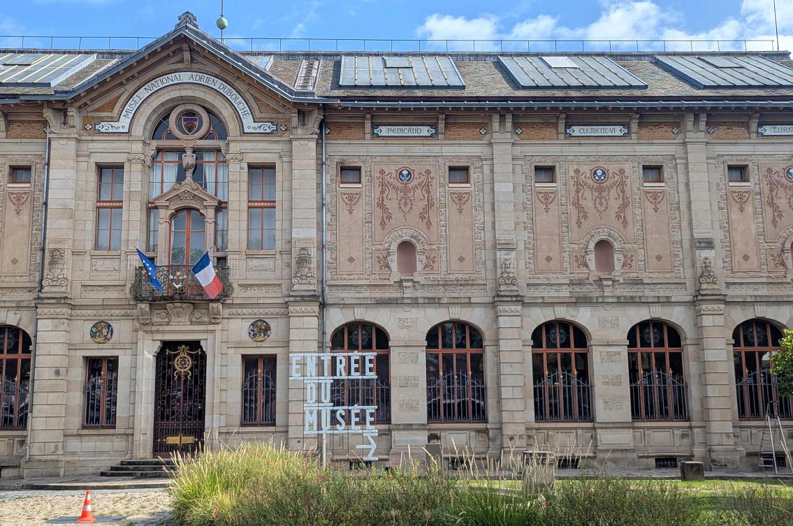 A photo shows the facade of the Musee National Adrien Dubouche ceramics museum after it was burgled overnight, in Limoges, central France, on Sept. 4, 2025. (AFP)