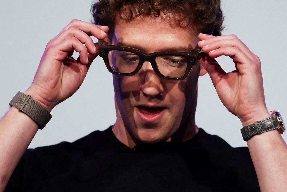 Meta CEO Mark Zuckerberg wears the Meta Ray-Ban Display glasses. (Reuters)