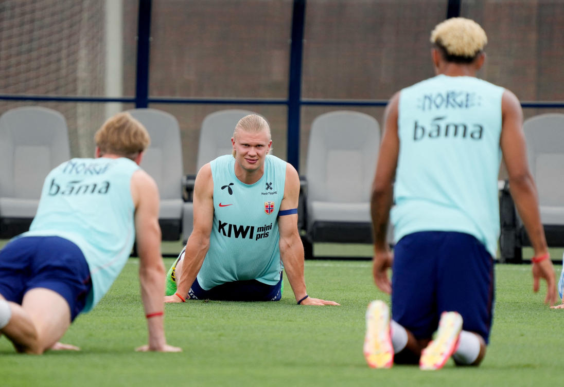 Norway’s Erling Haaland with teammates during training — FIFA World Cup 2026 — Norway Training — UNC Greensboro, Greensboro, North Carolina, Jun. 10, 2026. (Reuters)
