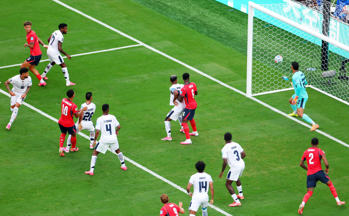 England's Jude Bellingham scores their first goal against Panama at the New York/New Jersey Stadium, East Rutherford, New Jersey on June 27, 2026. (Reuters)