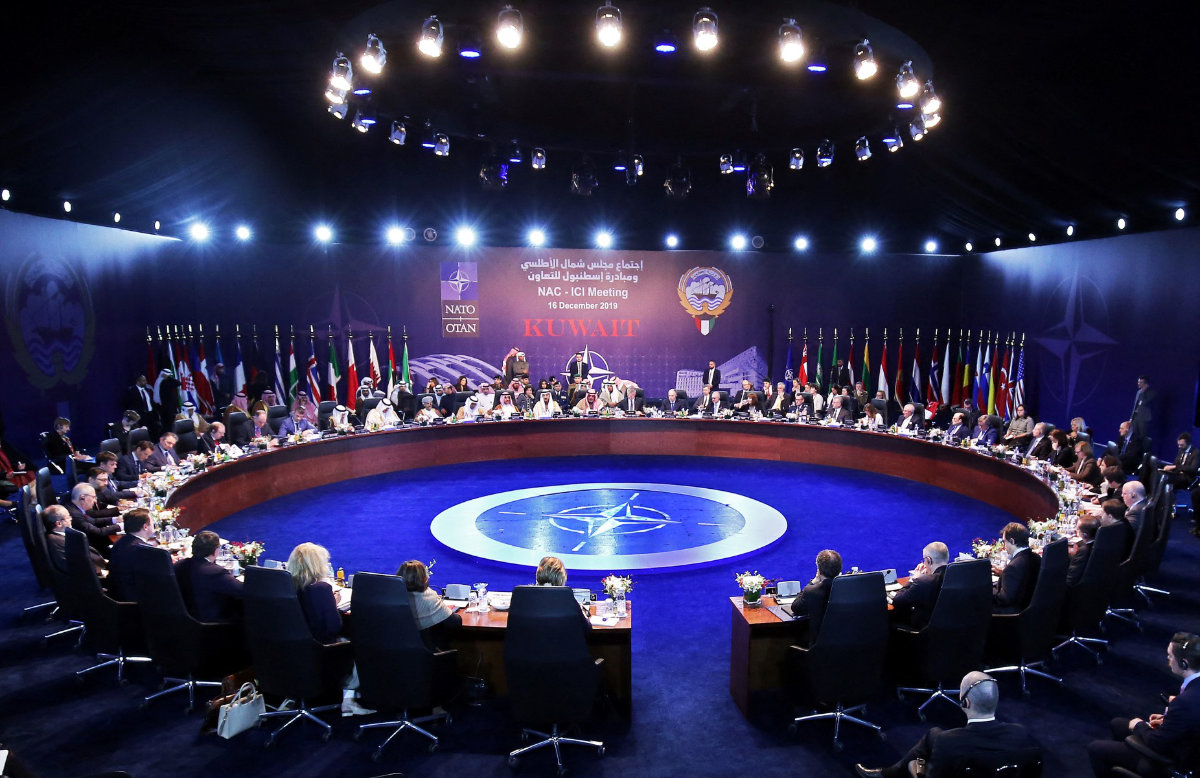 NATO and Gulf diplomats attend a gathering of the Istanbul Cooperation Initiative meeting in Kuwait on December 16, 2019. (AFP)