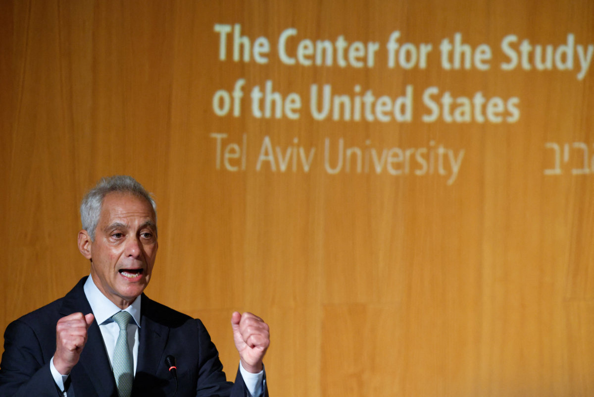 Former White House chief of staff Rahm Emanuel attends an event at Tel Aviv University in Israel on July 8, 2026. (Reuters)