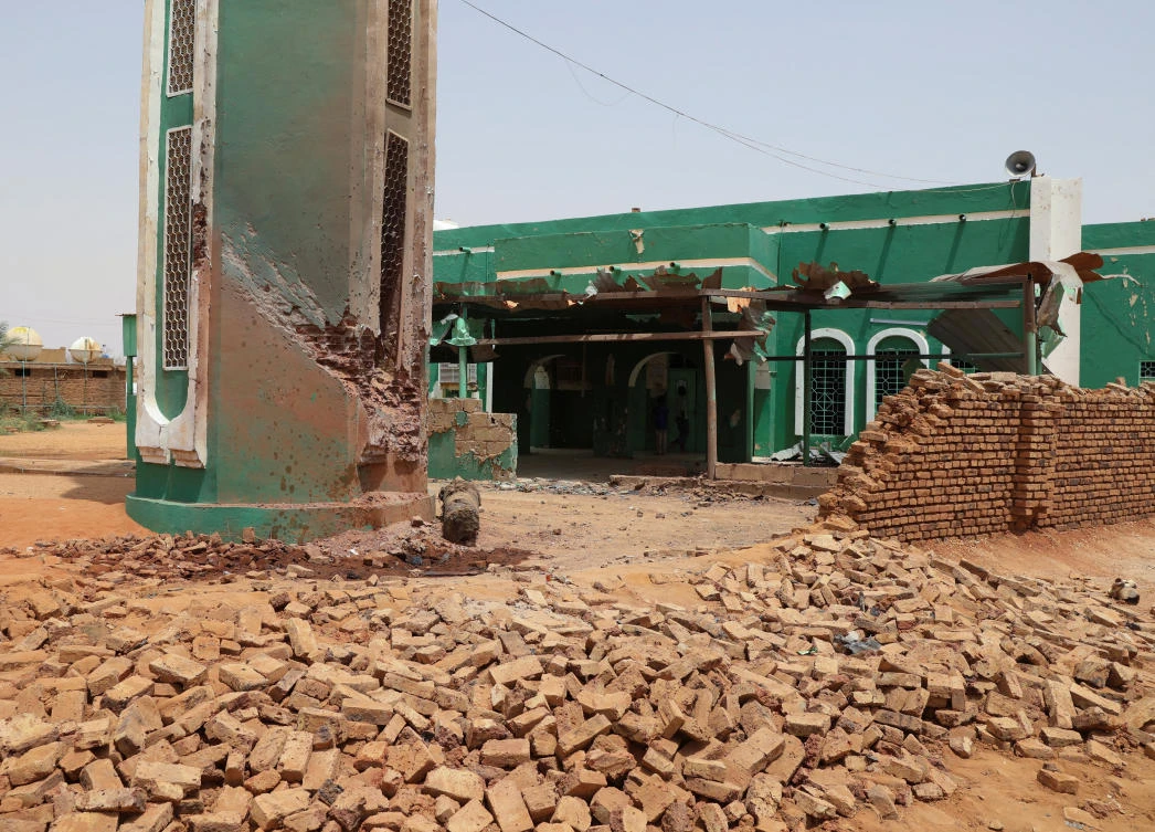 A collapsed mosque wall following a drone strike in Khartoum North, in Bahri city, Sudan, August 12, 2026. (REUTERS)