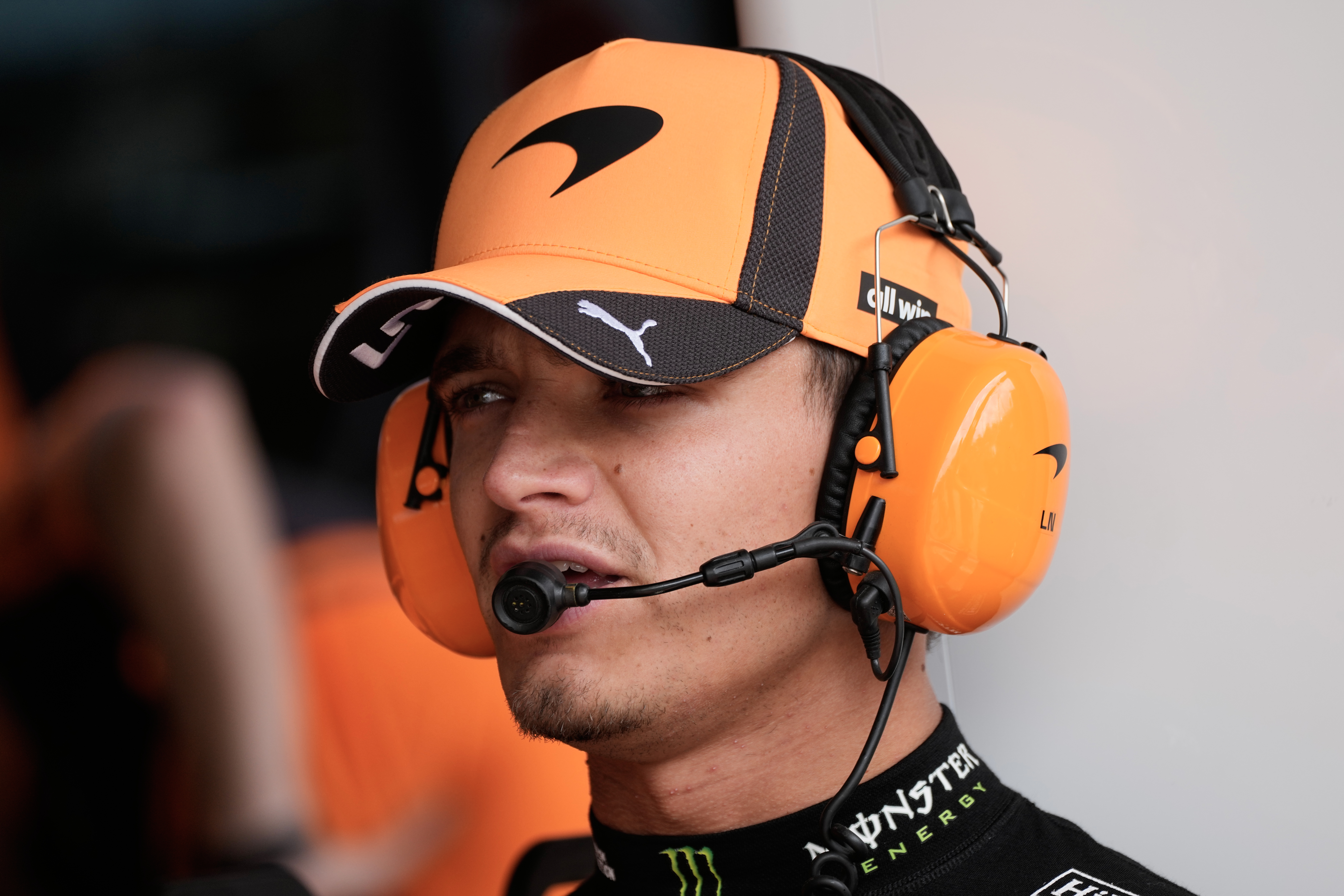 McLaren driver Lando Norris of Britain prepares for the third free practice ahead of the Azerbaijan F1 Grand Prix, in Baku, Azerbaijan, Friday, Sept. 25, 2026. (AP Photo/Darko Bandic)