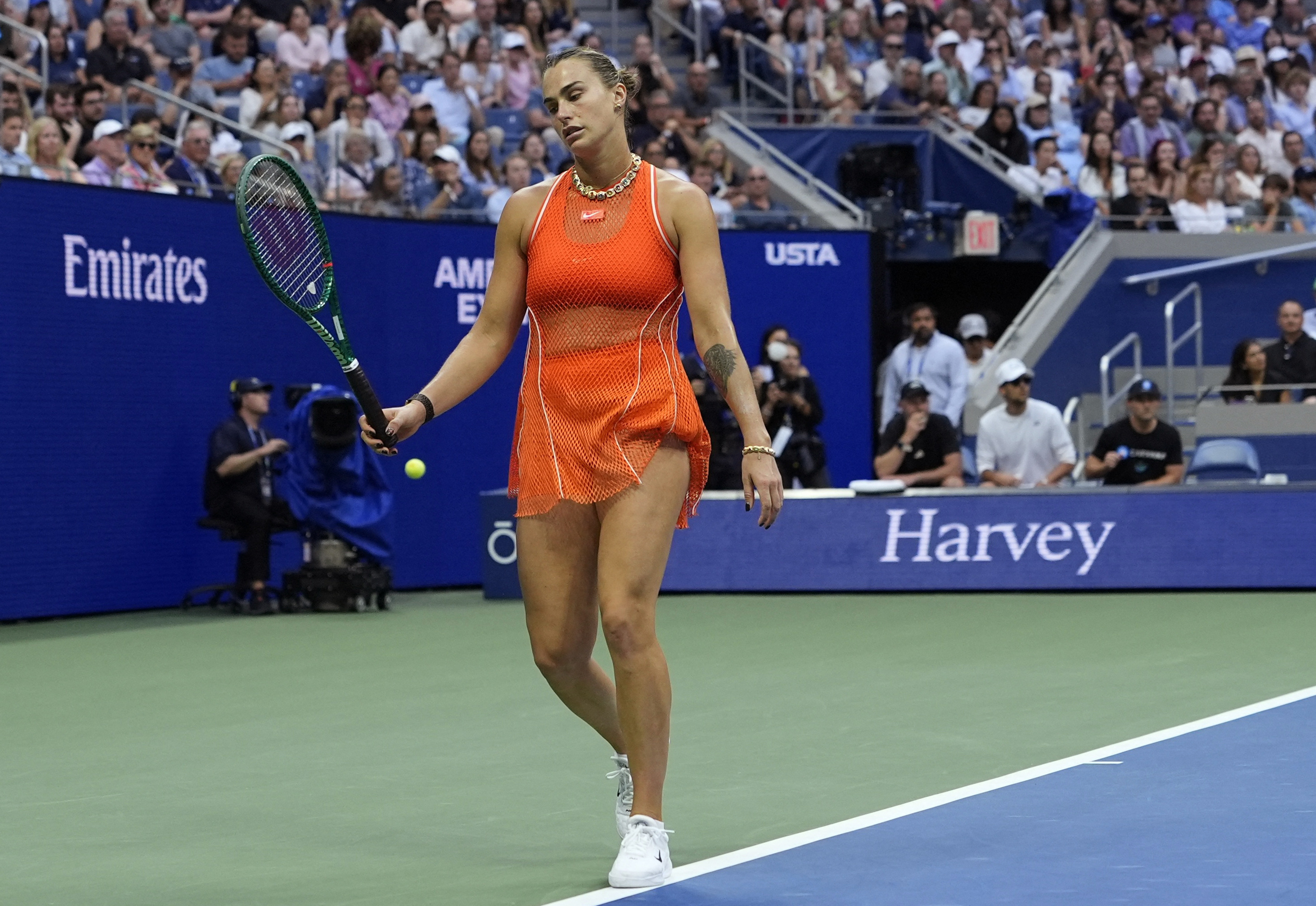 Belarus' Aryna Sabalenka reacts during her women's singles final match against Kazakhstan's Elena Rybakina. (Reuters)
